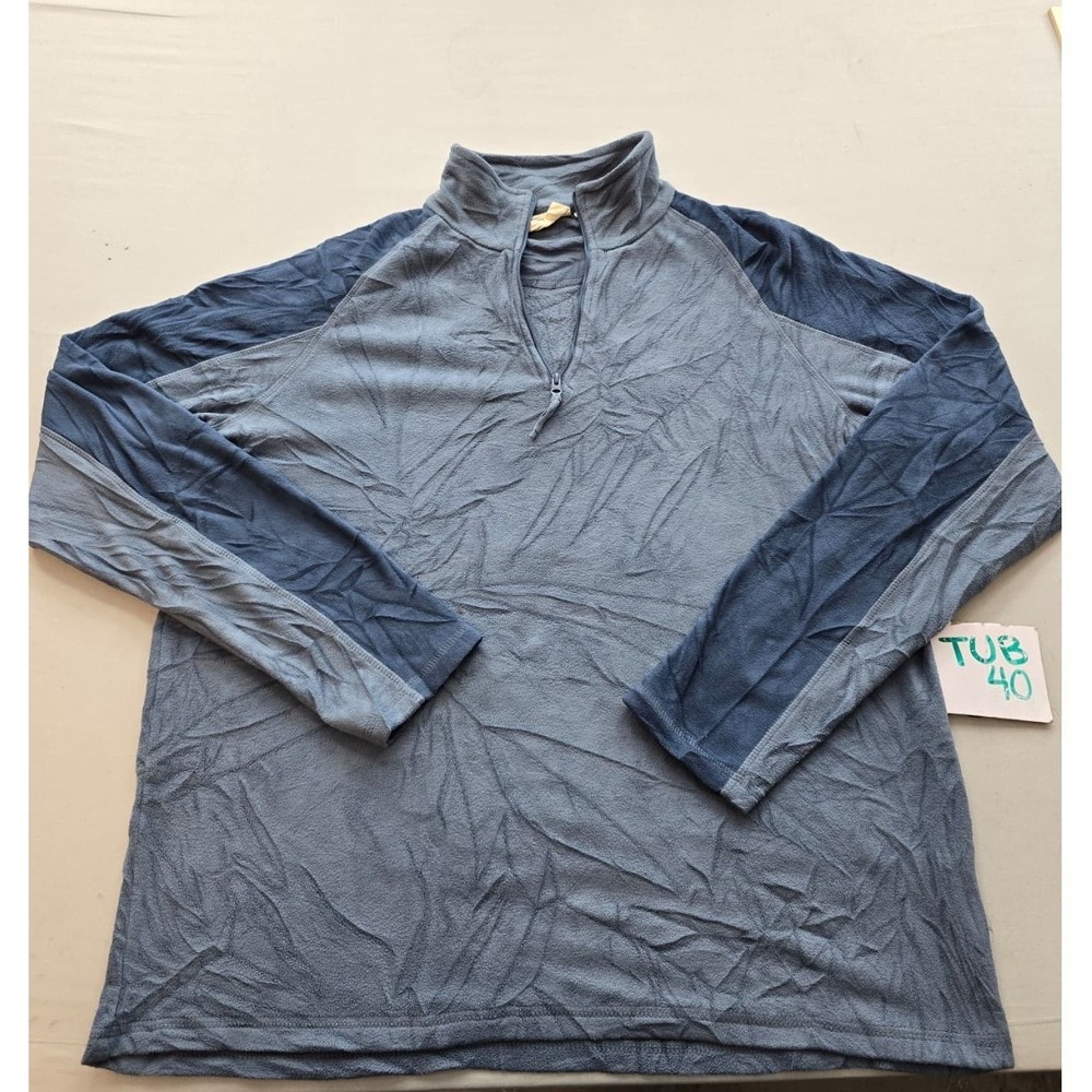 St Johns Bay Mens XL Blue Quarter Zip Fleece Pullover Mock Neck Sweater